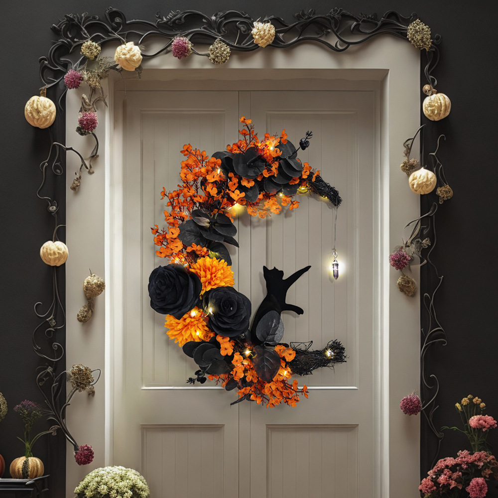 Halloween moon cat garland ornaments (picture color-garland