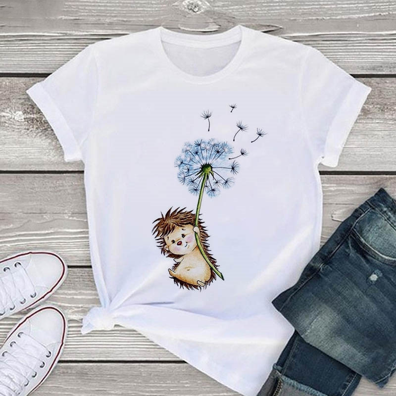 Title 5, Cute Hedgehog Baby Print Pattern Crew Neck T-sh...