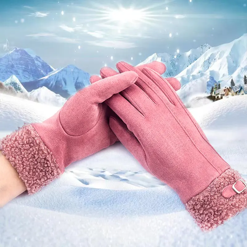 Warm Gloves Women's Winter Touch Screen Riding Plus Velvet