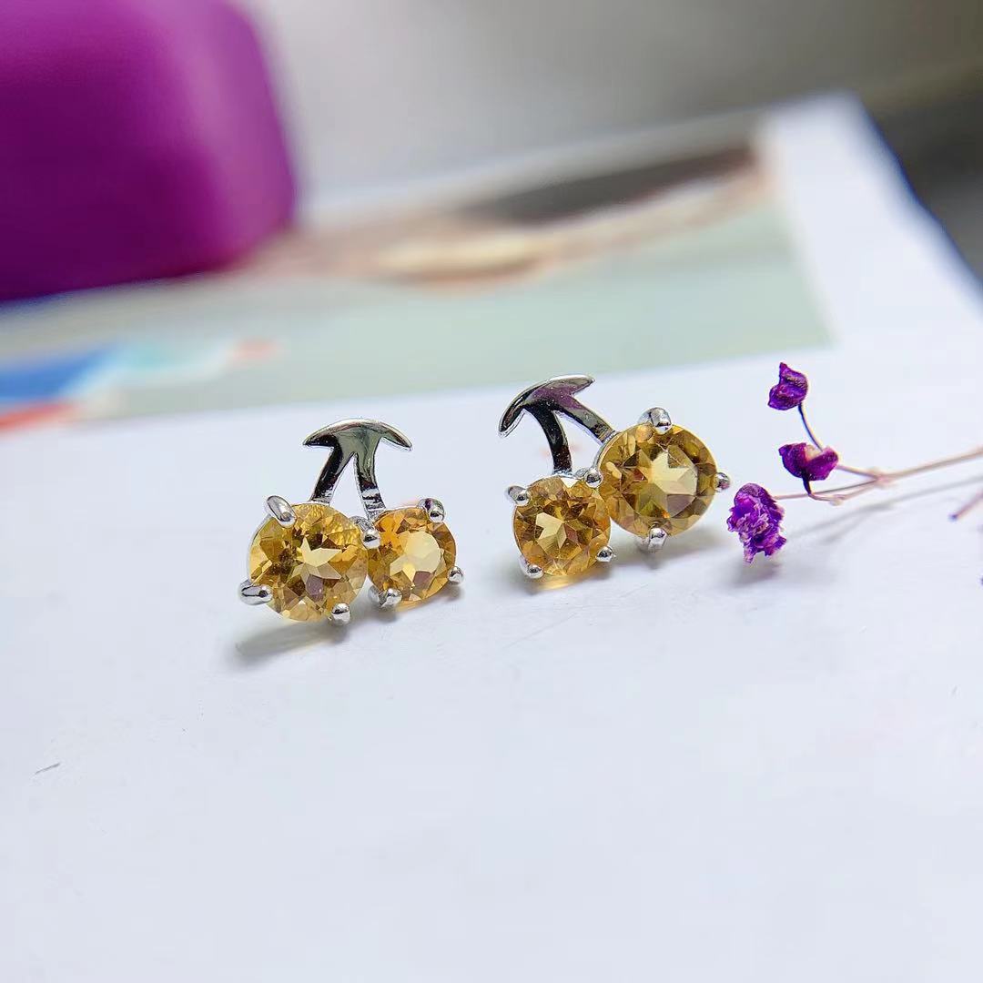 Title 1, Natural Citrine Stud Earrings Small Cherry 925 ...