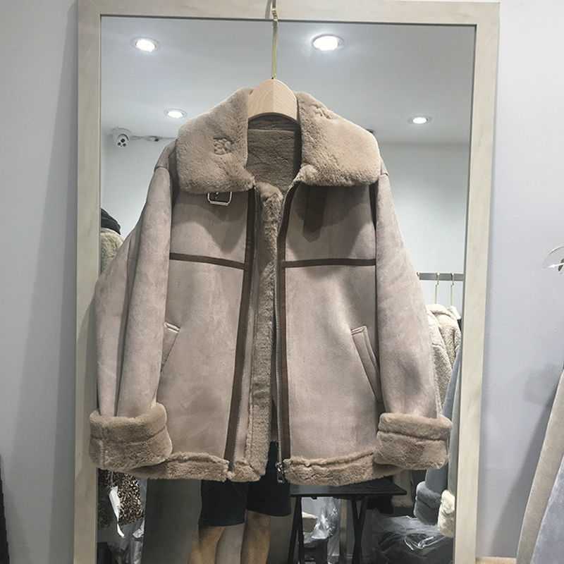 Large Size Fur Coat Looks Thin And Velvet Light Coffee Leather Jacket - Shop at LoveMi