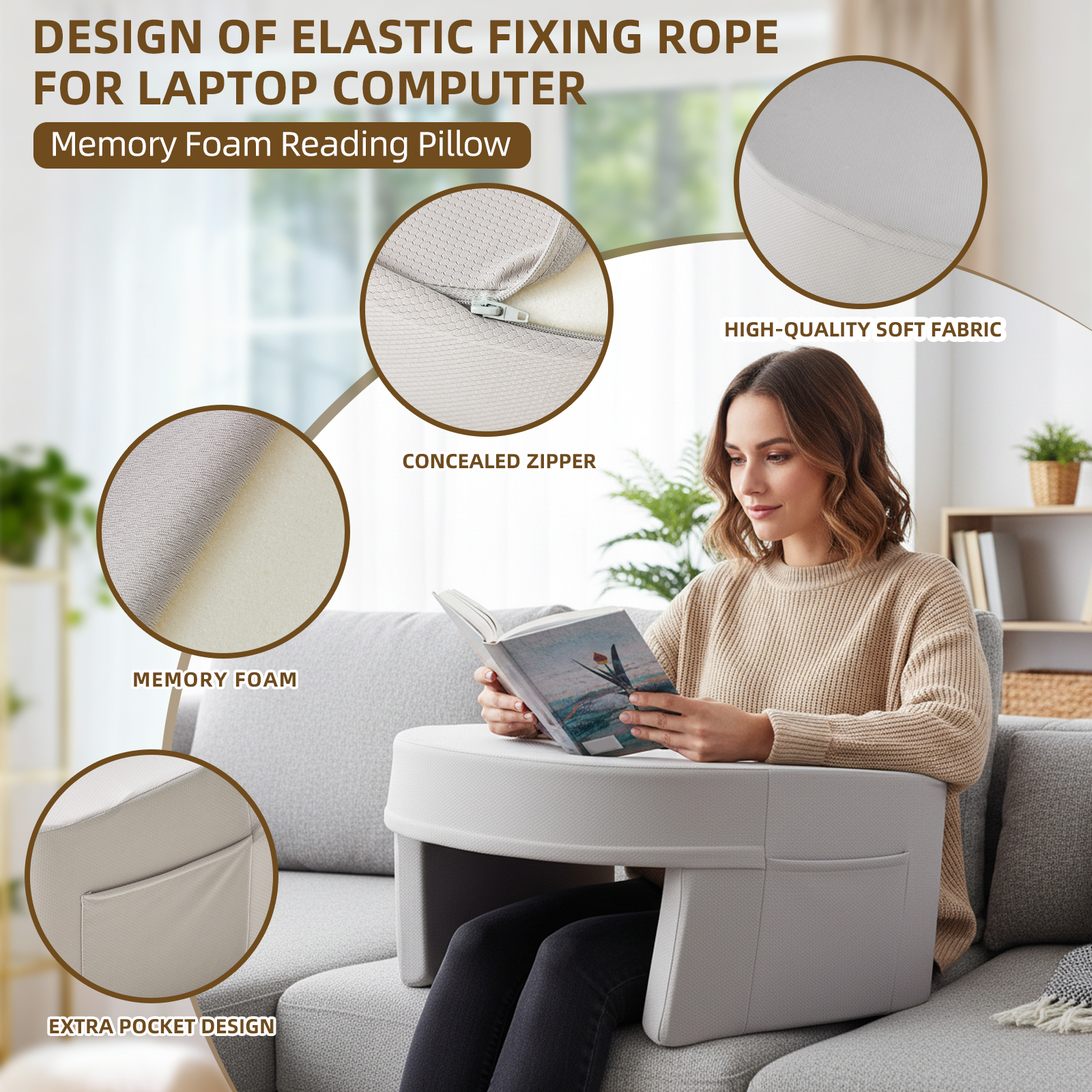 Stable Support Reading Pillow, Hand Support, Waist Support And Multiple Uses image 7