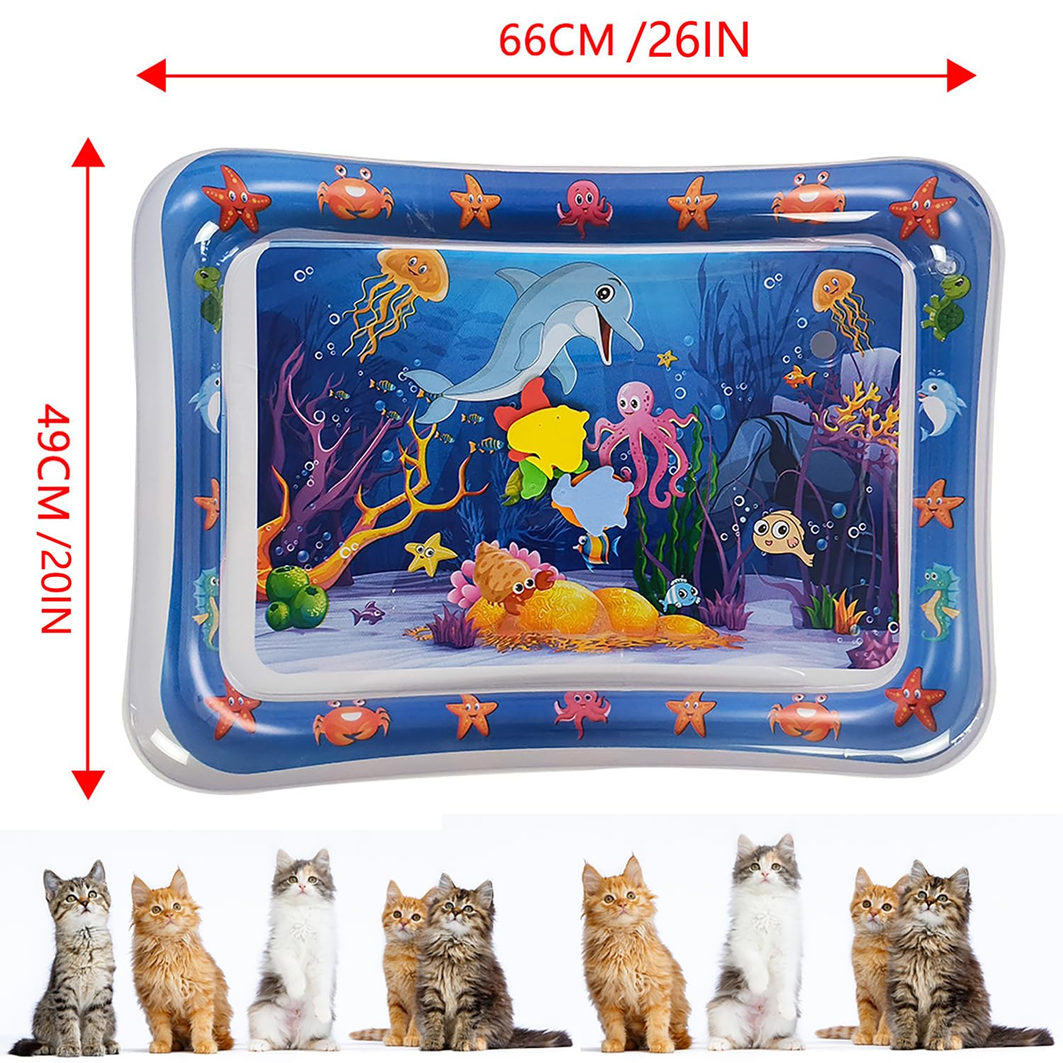 2 Pieces Upgraded Thickened Cat Water Mat,Interactive Cat Toy For Indoor Cats To Exercise, Hunting,Swatting, Anti-Scratch Leak Proof Foldable Water Sensory Play Mat With Fish For Pet Play — foto 3