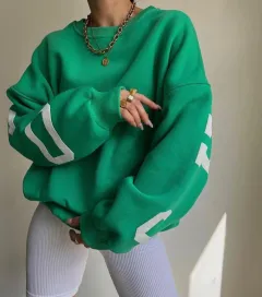 Women's Casual Fashion Print Thickened Versatile Top - Green - View 1