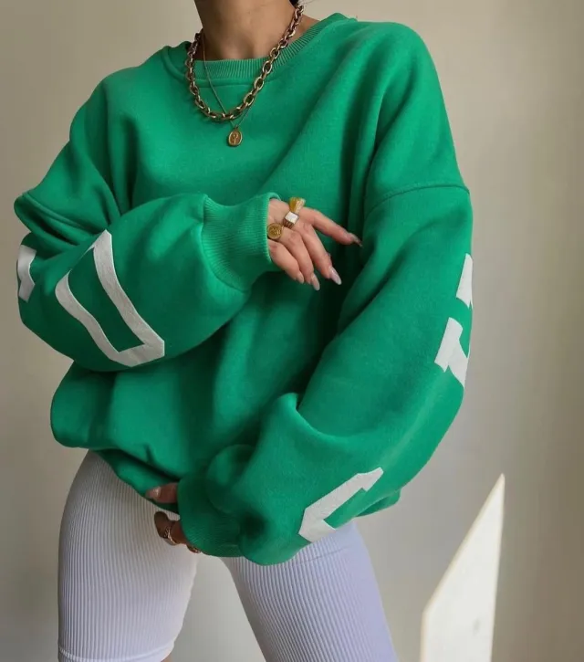 Women's Casual Fashion Print Thickened Versatile Top Green - Shop at LoveMi