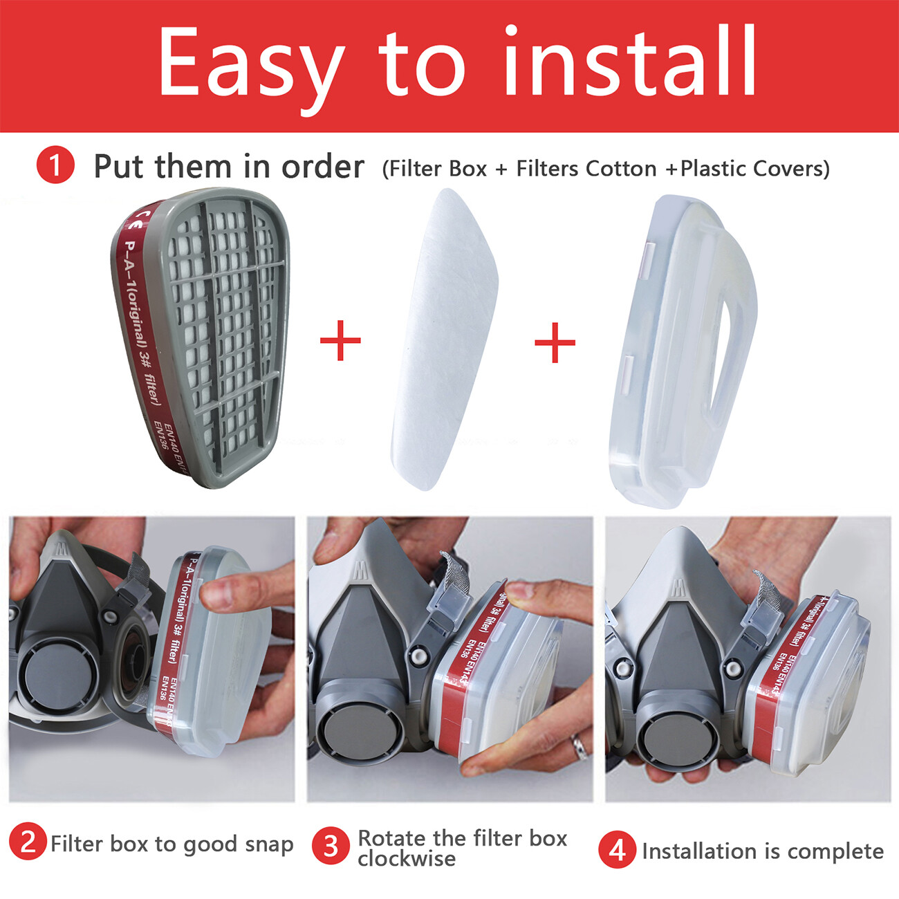 Half Face Gas Mask Respirator Facepiece Spray Painting 6200 Respirator Safety Protector 5