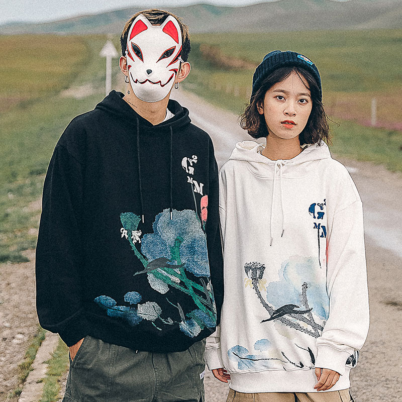 Ink Lotus Print Hooded Sweater Boys