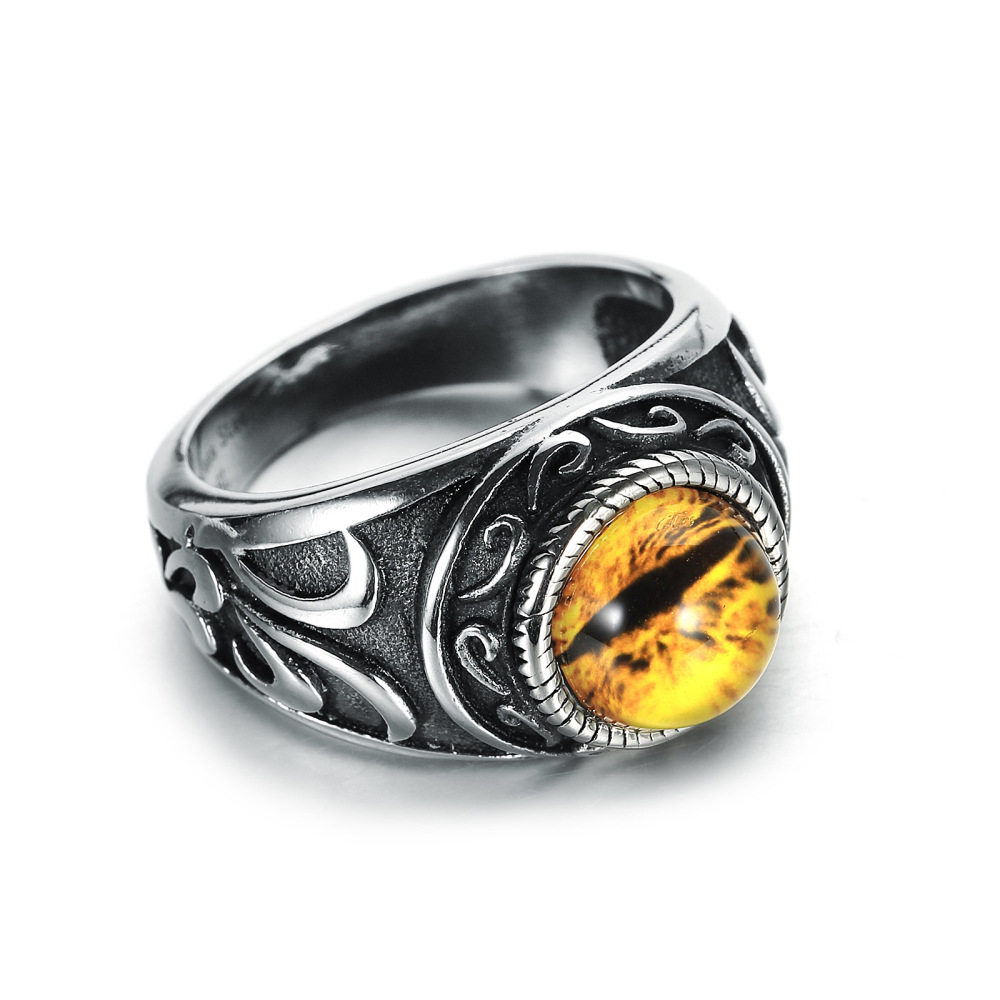 Men's Jewelry Vintage Stainless Steel Yellow Longan Ring Titanium Steel Jewelry