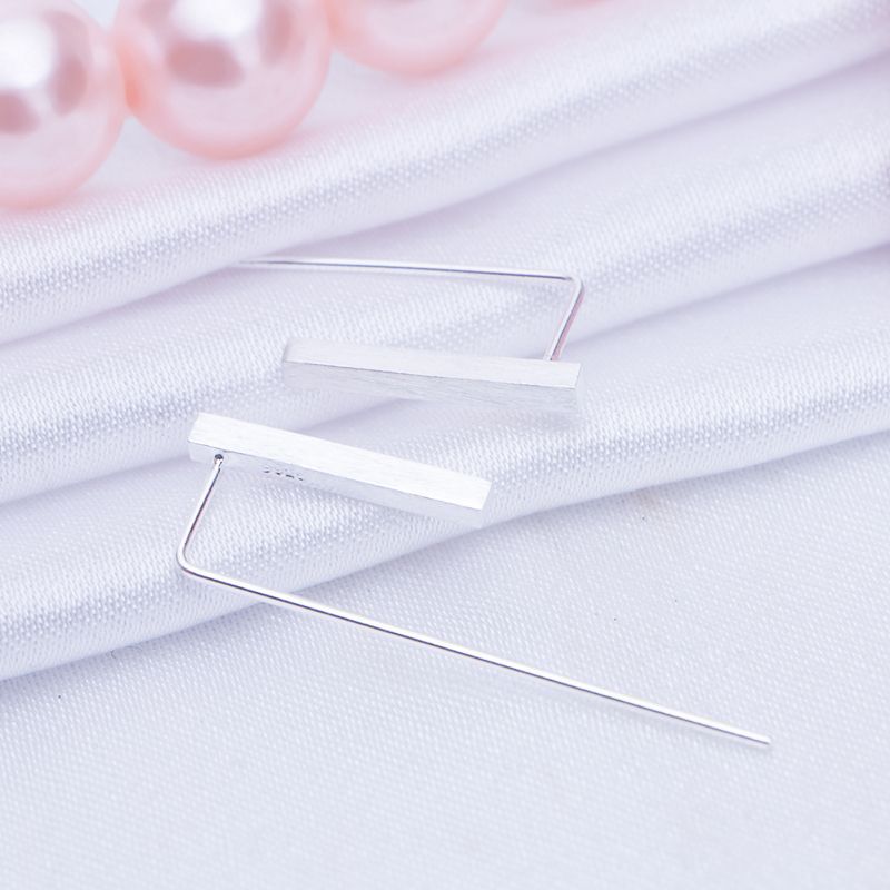 Simple Square Bar S925 Silver Geometric Earrings