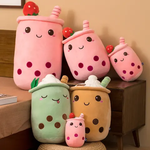 Milk Tea Cup Plush Toy Fruit Pillow Strawberry Matcha