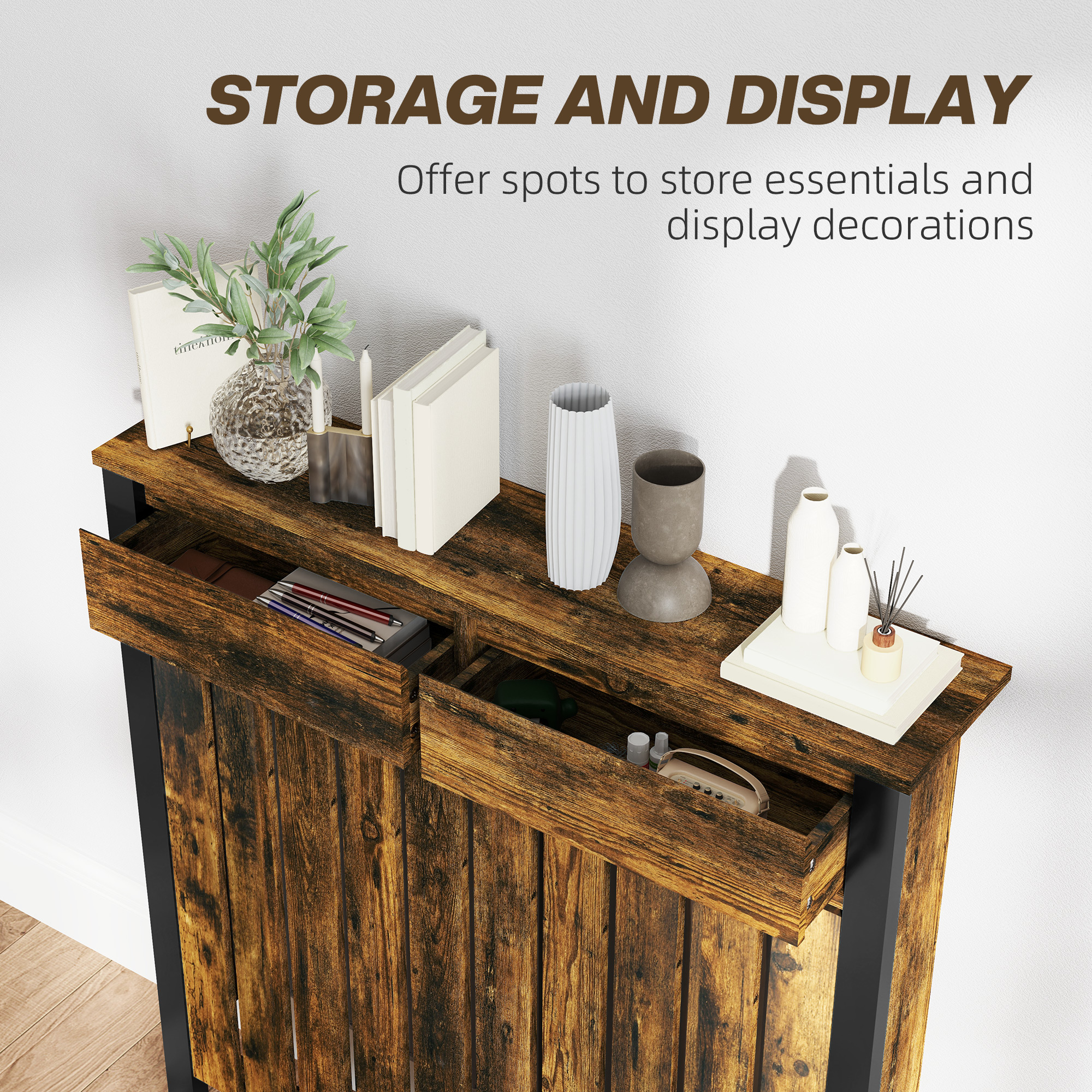 93 X 88.5 Cm Vintage Style Radiator Cover - Brown — image 5