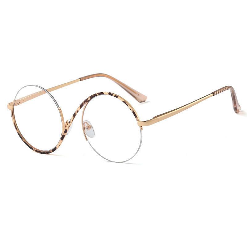 Metal Half Frame Optical Anti Blue Glasses Leopard - Shop at LoveMi