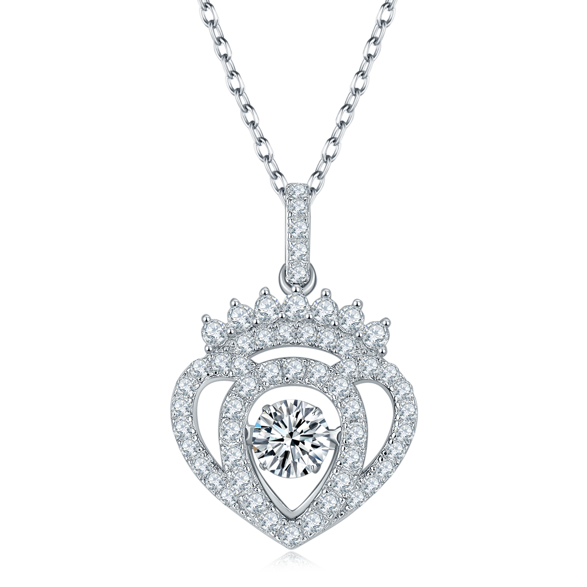 สร้อยคอมูissanite 0.5 กะรัต จี้หัวใจมงกุฎ
