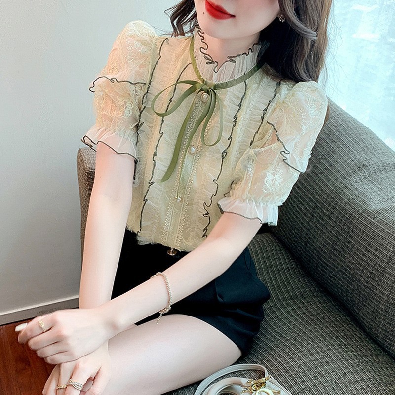 Women's Summer Short Sleeved Chiffon Shirt Top