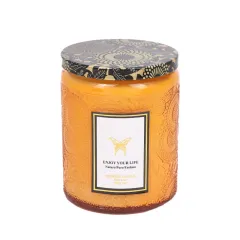 Embossed Glass Fragrance Handmade Gift Aromatherapy Soy Candles - Bergamot - View 1