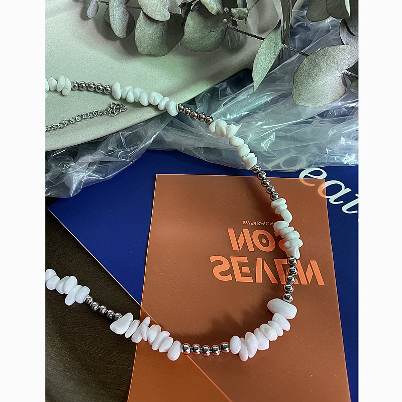 Fashion White Gravel Splicing Handmade Chain