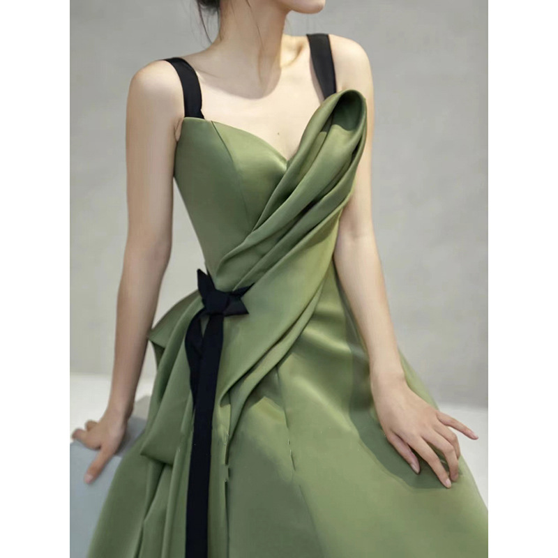 Green Sling Evening Dress