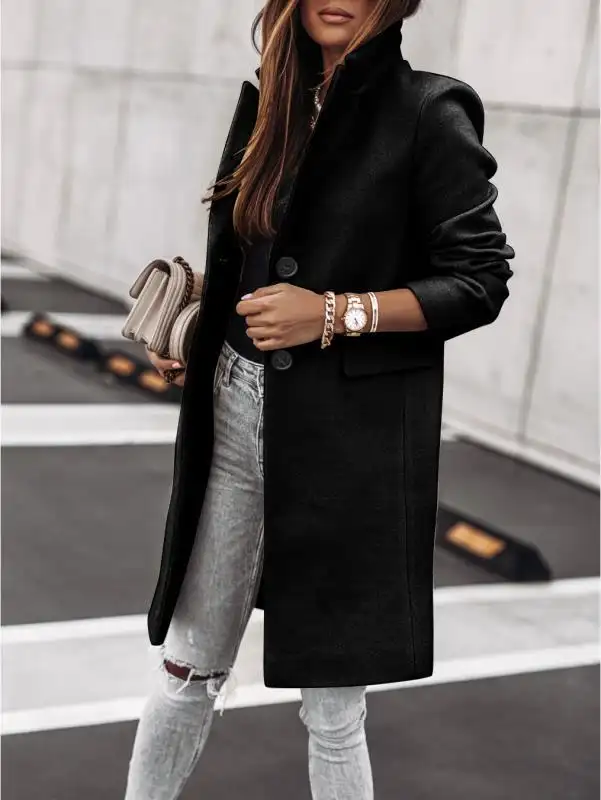 Simple Long Sleeve Button Nizi Coat