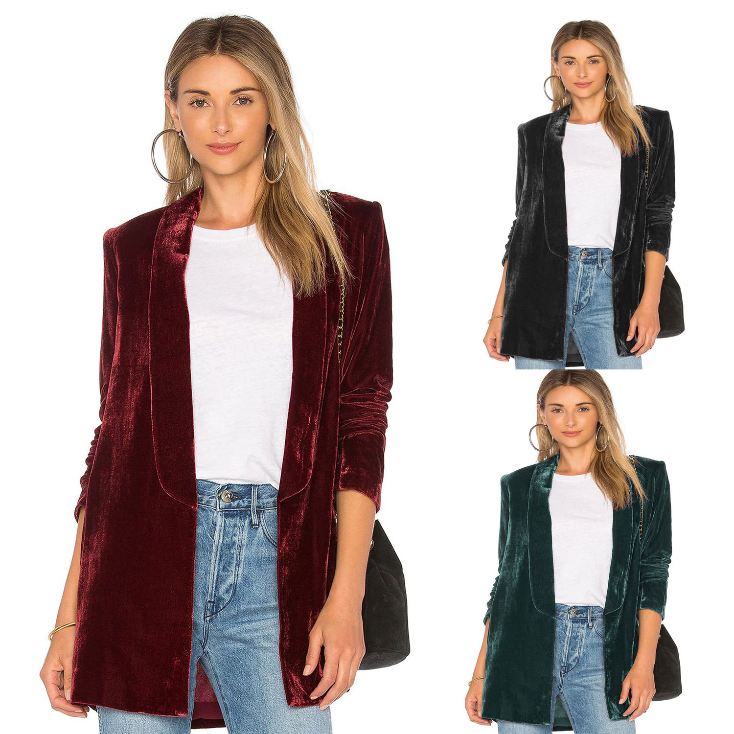 Pleuche Suit Women's Slim Fit Fashion Simple Casual All-match Cardigan Jacket