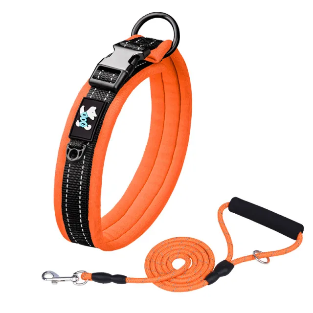 Pet Nylon Reflective Collar Leash Set Orange Set - Shop at LoveMi