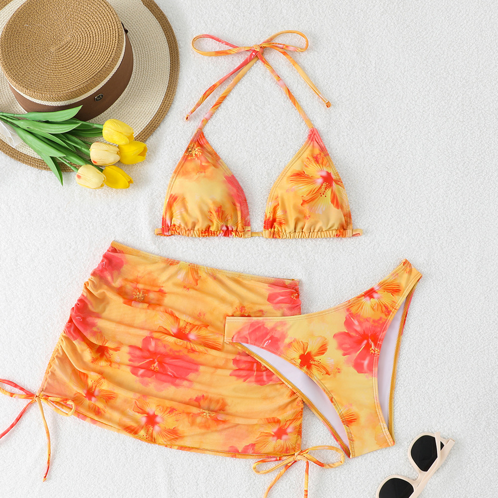 Women's Split Bikini Swimsuit Three Piece Set