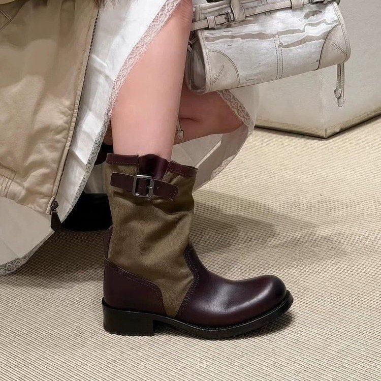 Faux Leather Mid-Heel Boots, picture 3 of 4