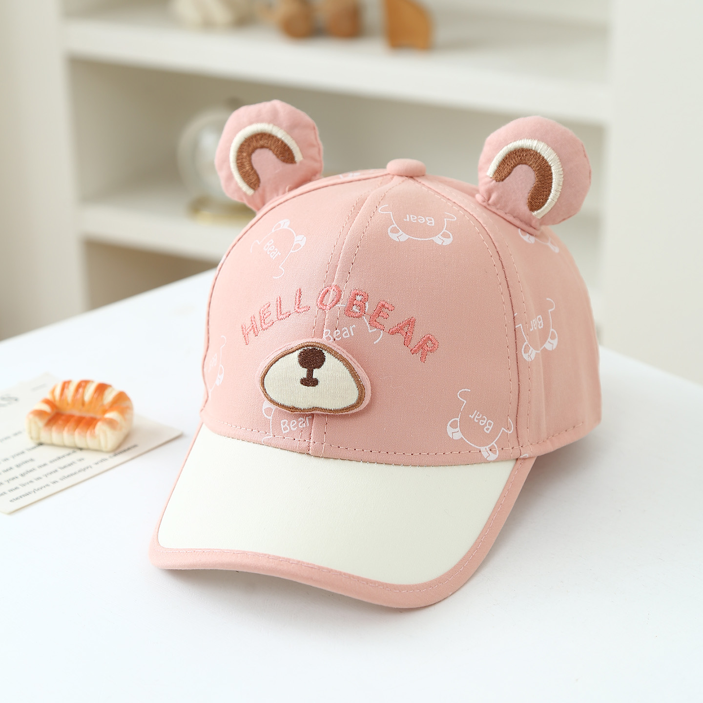 Spring And Summer Children's Baseball Caps With Cute Sun Protection Prints Featuring Adorable Bear Noses. Perfect For Daily Wear.
