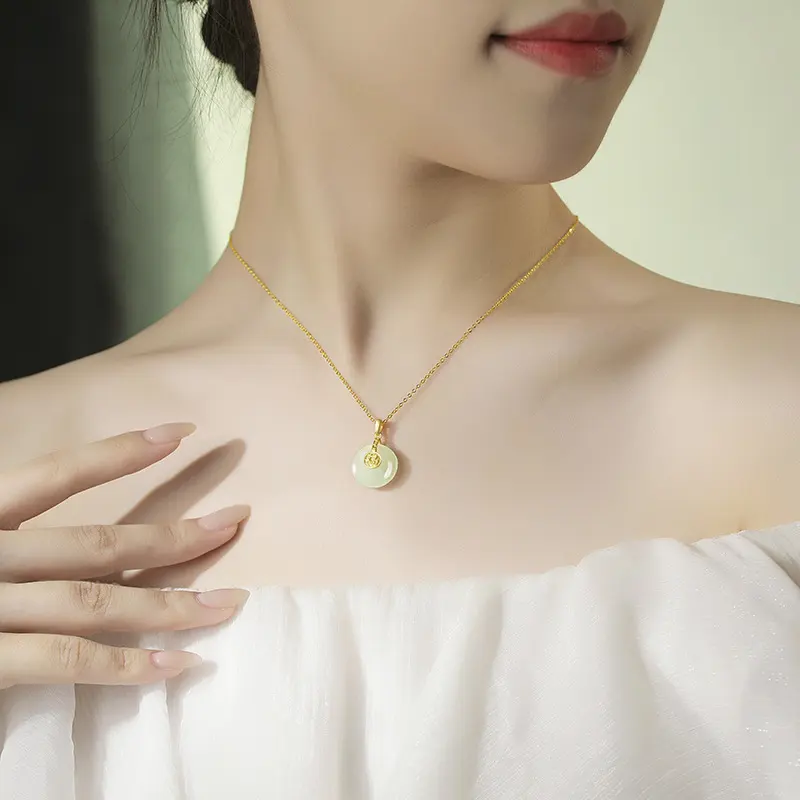 The New Nafu Peace Button and Field Jade Necklace