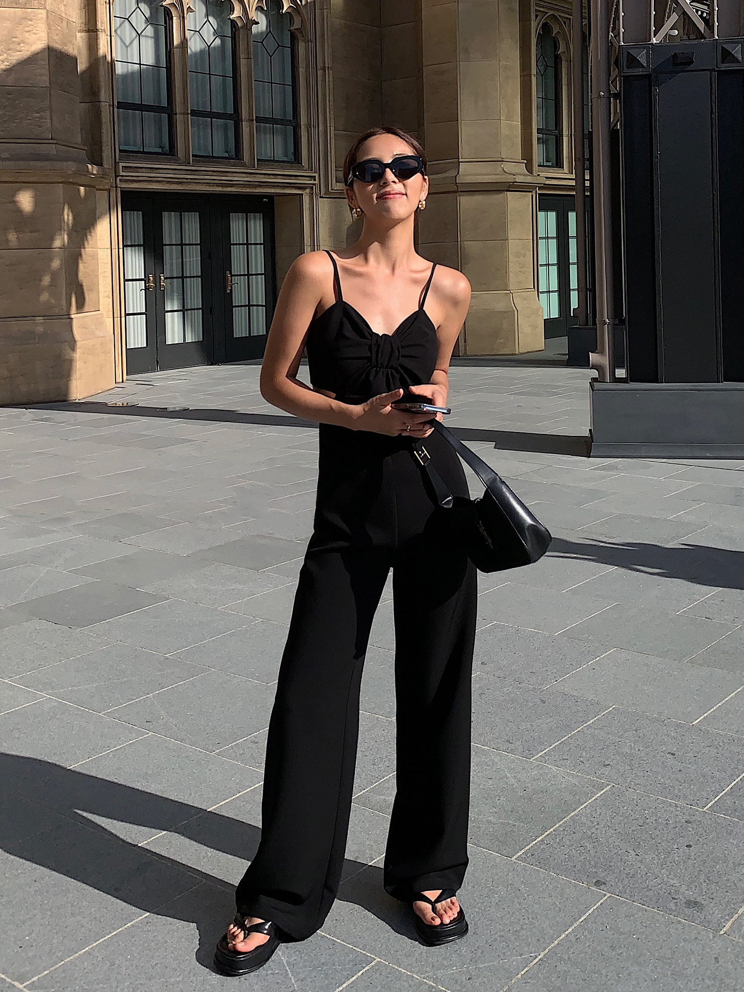 Title 3, V-Neck Sling High Waist Jumpsuit Long Wide Leg ...