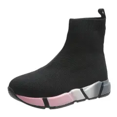 Iridescent Shoes Platform Black Ankle Boots For Women - Black - View 1