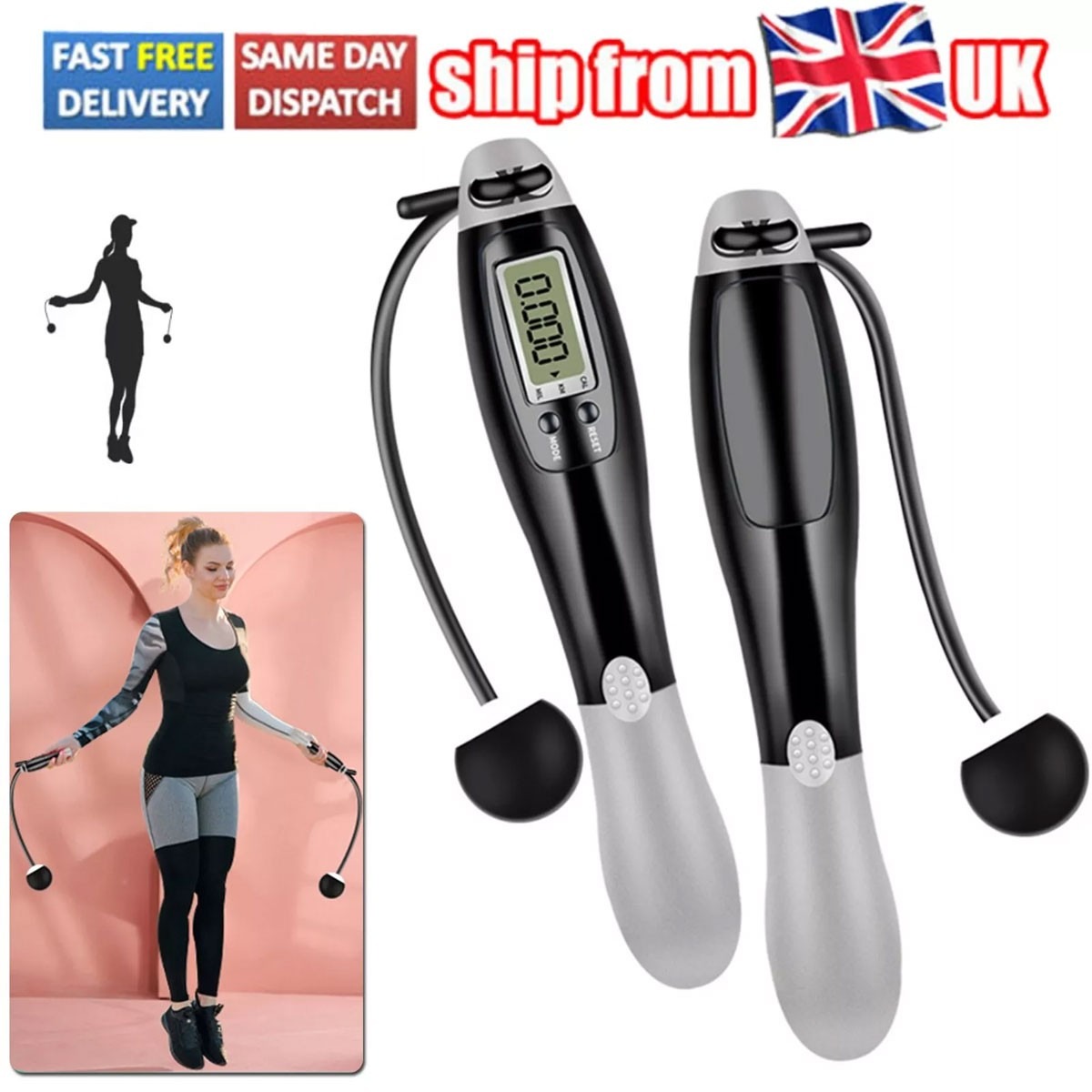 Cordless Skipping Rope  Ropes Smart Screen With Weighted For Sports Fitness
