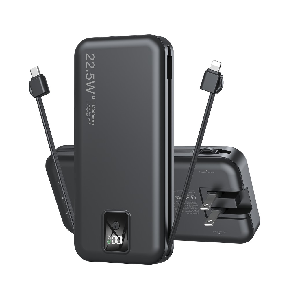 AC-02F Power Bank with Built-in Wall Plug 12000mAh - Picture 9 of 11