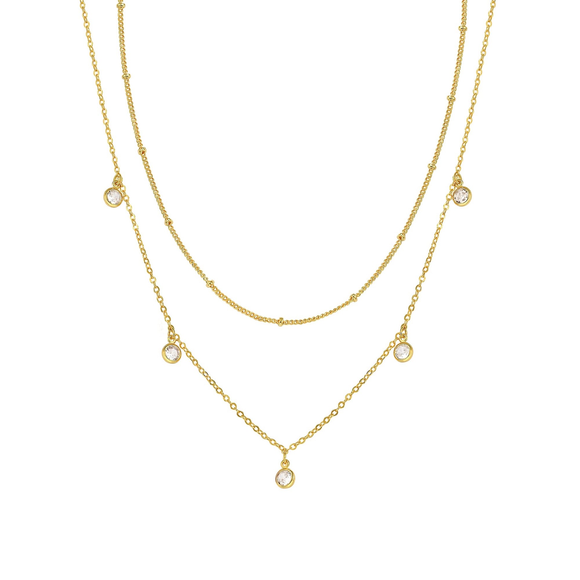 Waterdrop Chain Necklace,COLORFUL BLING Dainty Necklace Sideways Pendant Necklace For Women Gold Jewelry