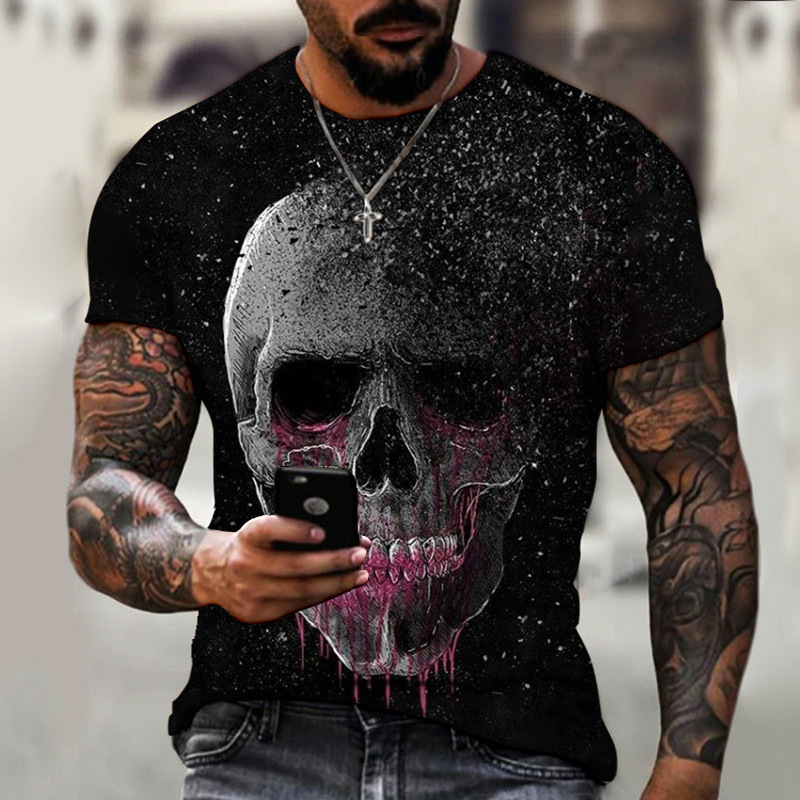 Title 2, Heren en Dames Mode Casual Skull Digital Print ...