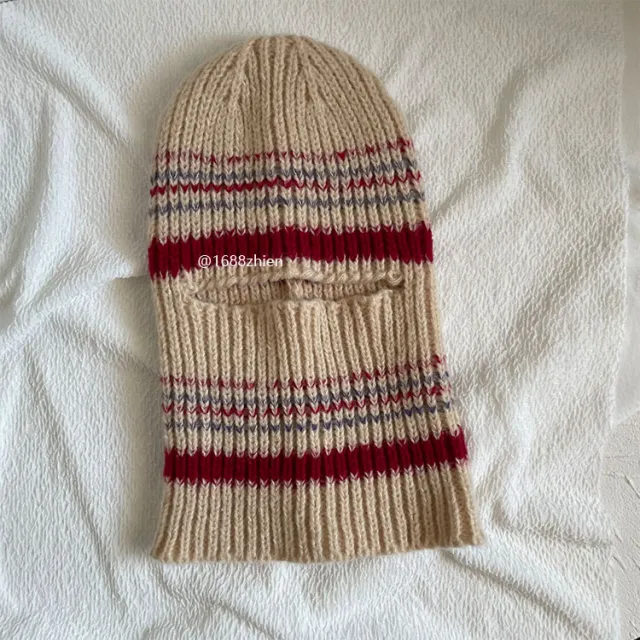 Funny Personality Contrast Color Retro Pullover Hat Women Beige - Shop at LoveMi