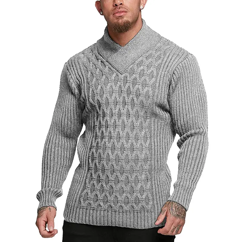Sweater Men's Solid Color Long-sleeved Sweater Code