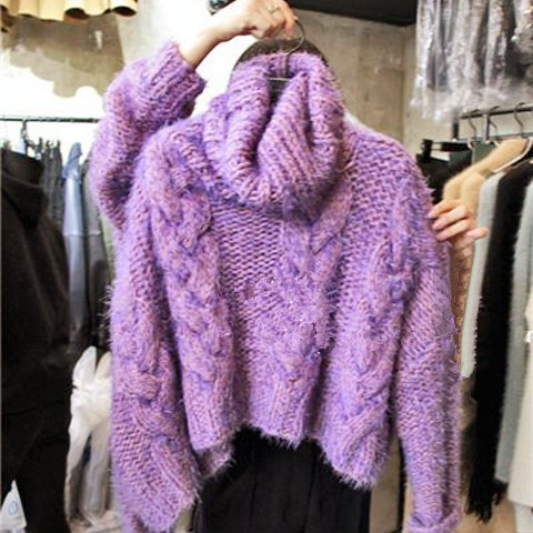 Collar Hundred Match Bottoming Thickening Warm Loose Twist Mink Sweater