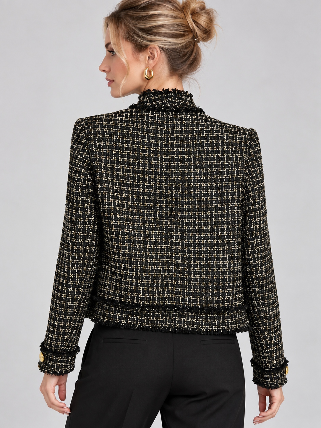 Vintage Frayed Edge Tweed Double-Breasted Jacket
