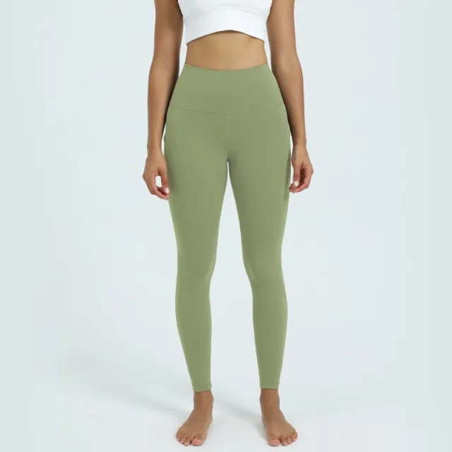 Pocket High Waist Buttock Lifting Yoga Clothes Elastic Abdominal Compression Tight Sweatpants Green - Shop at LoveMi