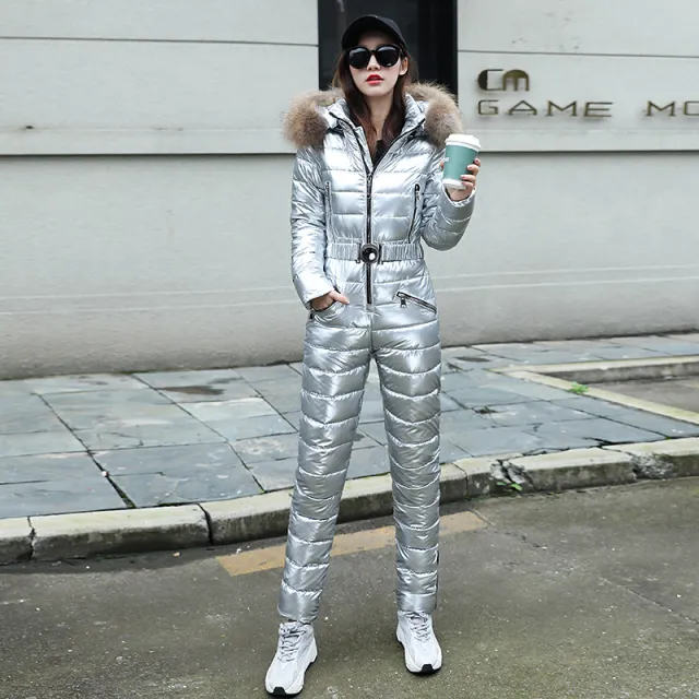 Women's Waist Slimming Two piece Cotton padded Jacket Silver - Shop at LoveMi
