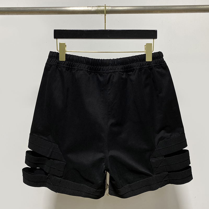 Men's Lace Panel Hollow Loose Drawstring Shorts