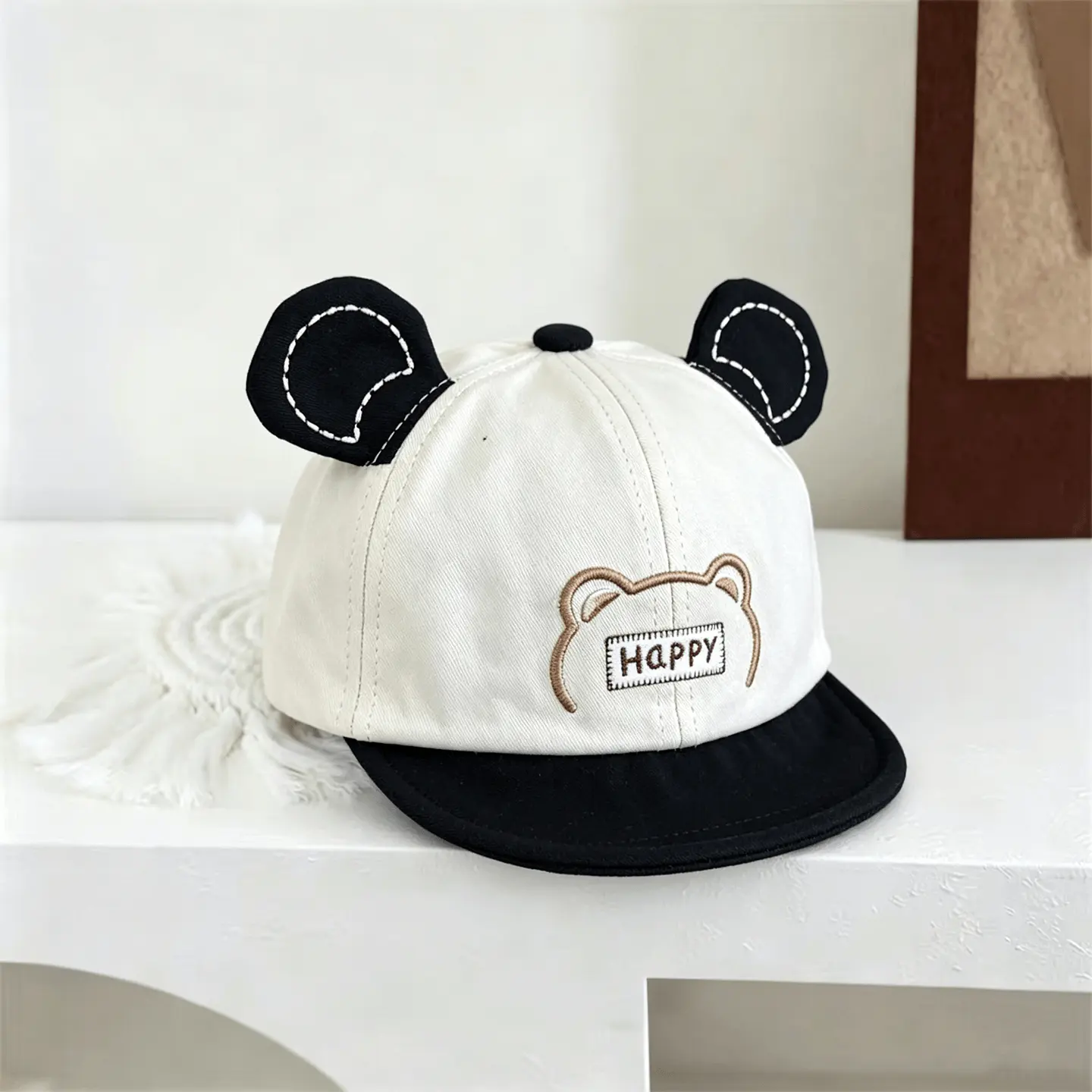 Baby-style Multi-color Three-dimensional Bear Ears Happy Embroidered