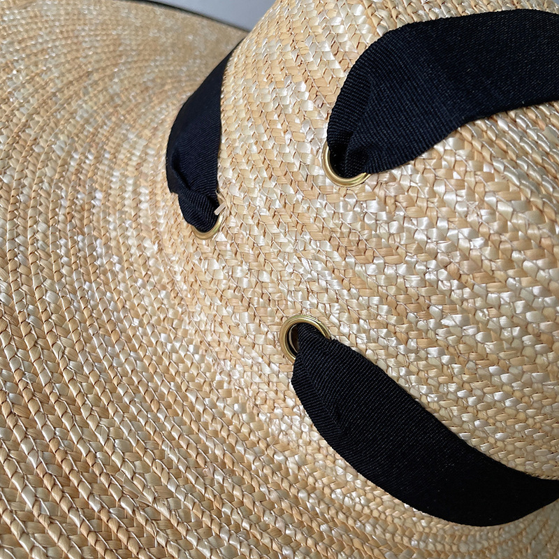 French Vintage Big Brim Strap Hat