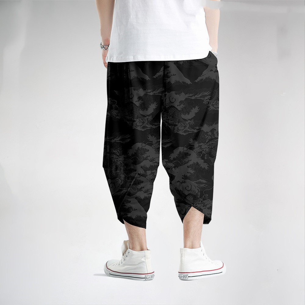 Title 7, Hip Hop Casual Pants Cropped Trendige Loose Hos...