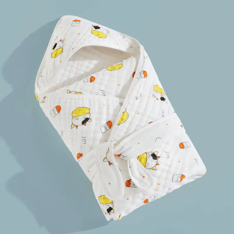 Cotton Gauze Blanket Hooded Keep Warm