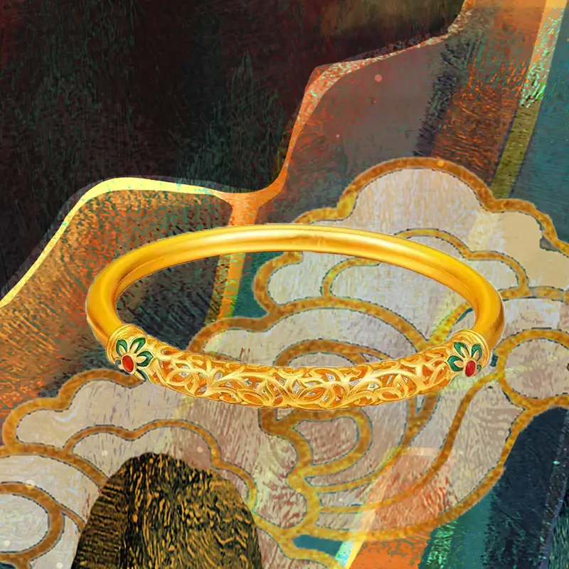 Dunhuang Culture Copper-plated Enamel Ladies' Bracelet, Auspicious And Prosperous.