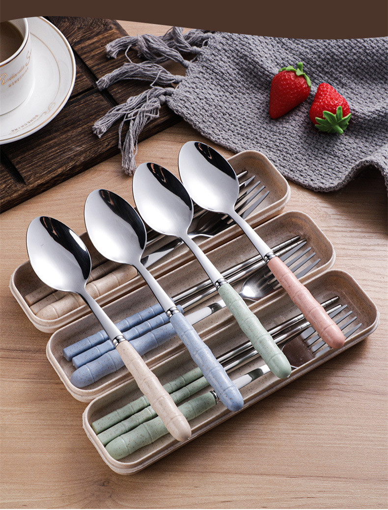 Title 1, Wheat Straw Stainless Steel Portable Cutlery Set