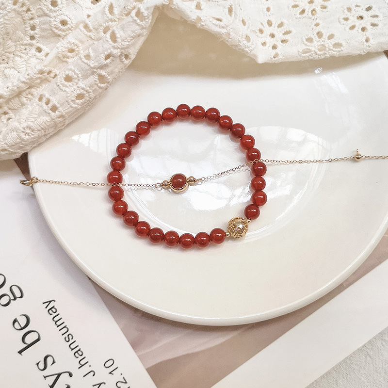 Title 5, Rotes Achat Doppel Kristall Armband für Damen. ...