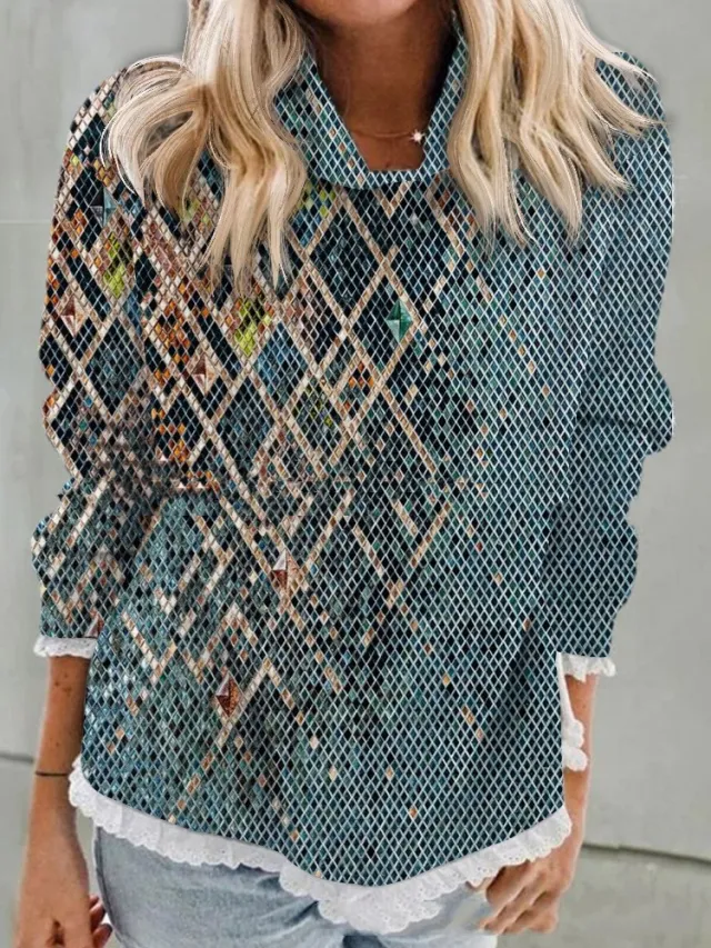 Abstract Printing Hooded Long Sleeve Sweater Style 2 - Shop at LoveMi