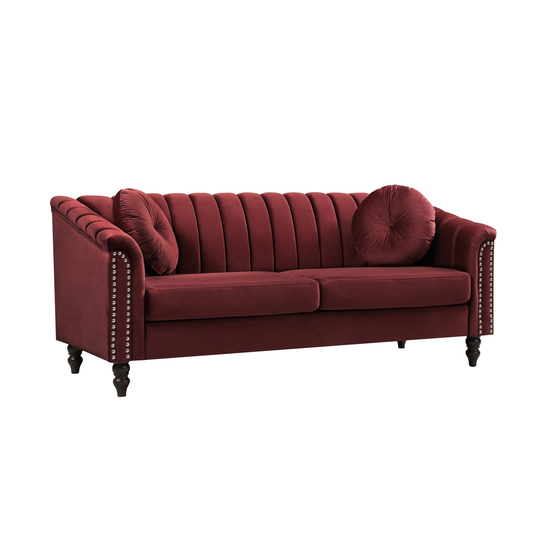 Pickup Only--Red Microfiber 3-Piece Couch Living Room Sofa Set